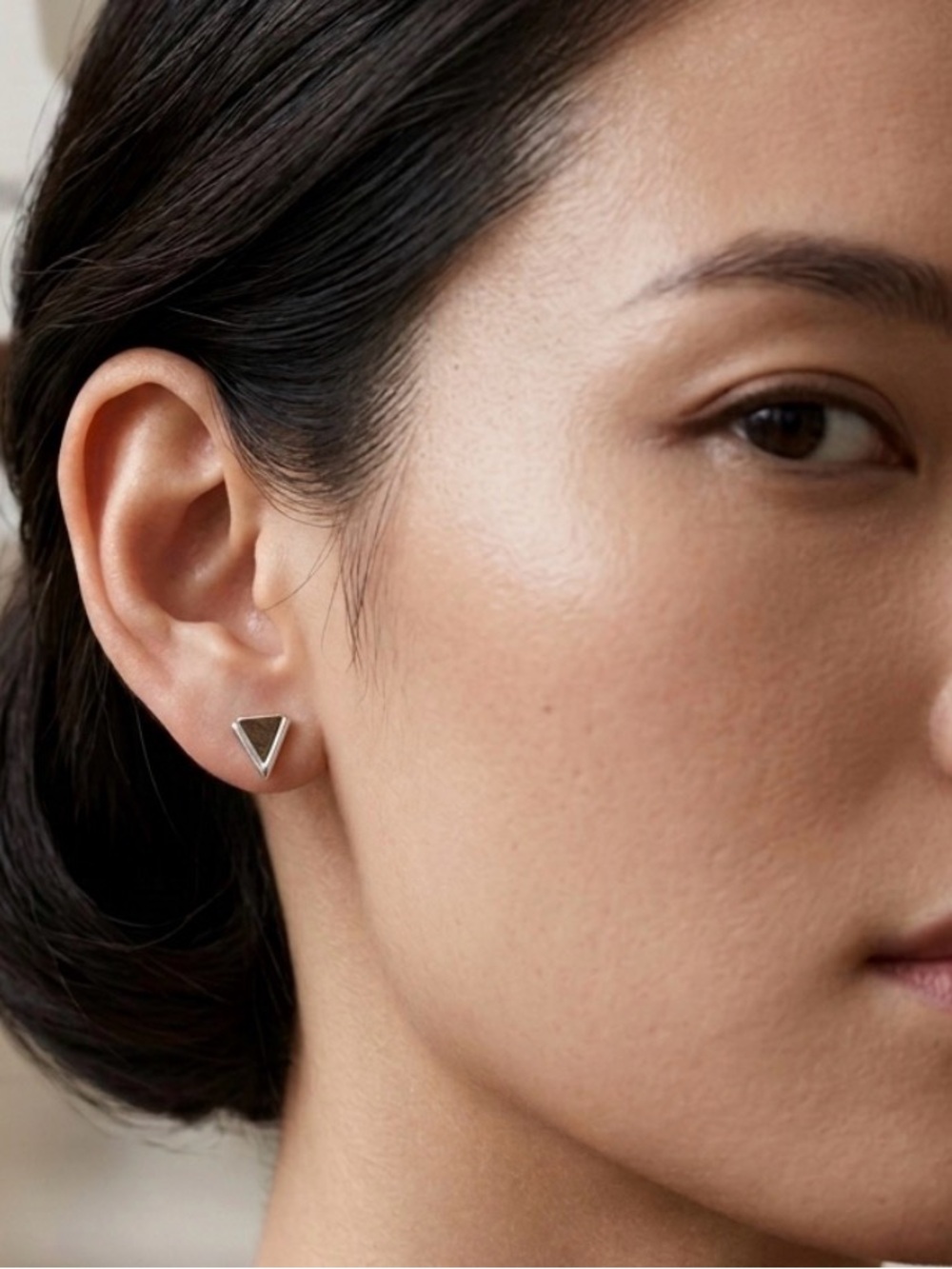 Triangle 2 Tone Stud Earrings